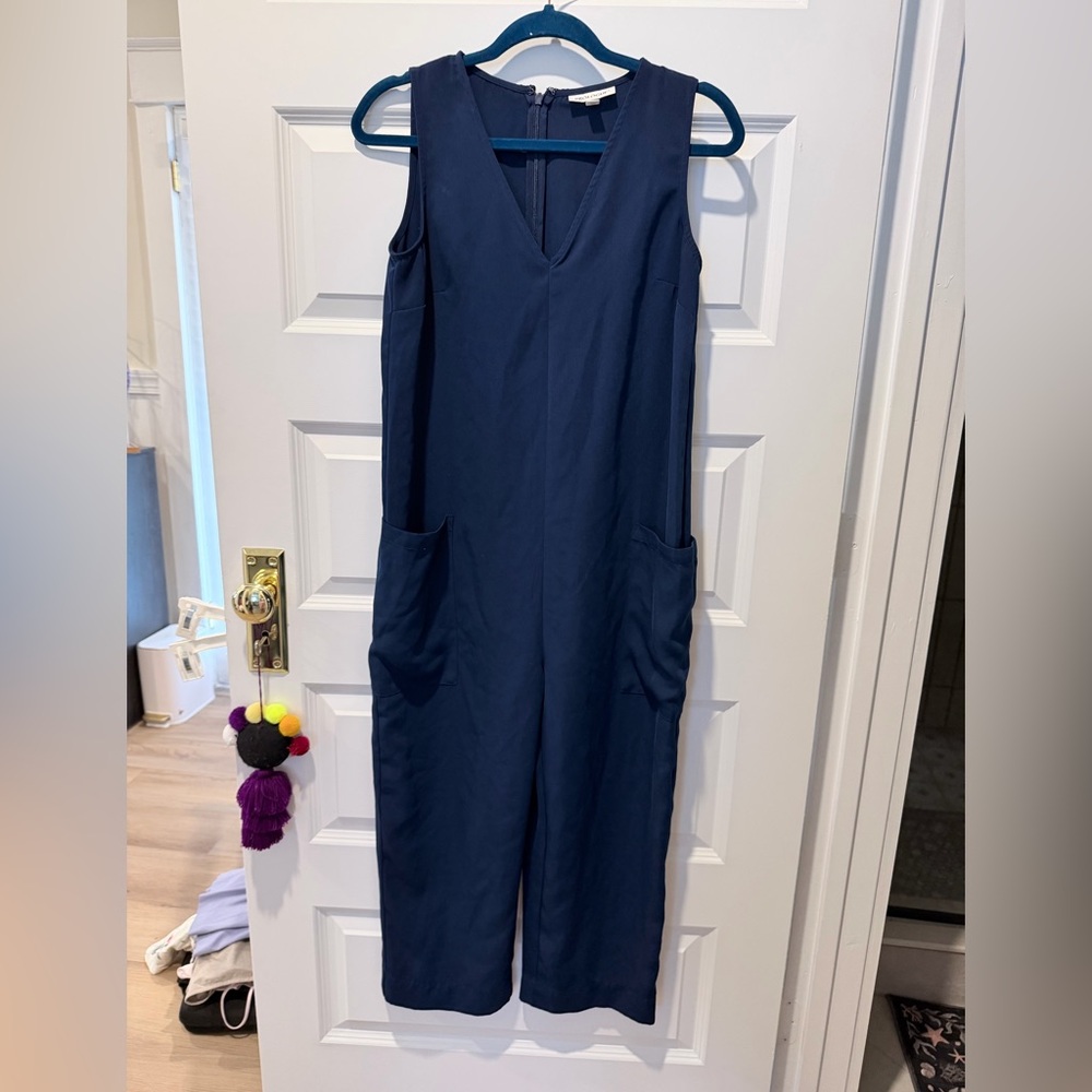 Prologue Navy Sleeveless V-Neck Jumpsuit with Front Pockets